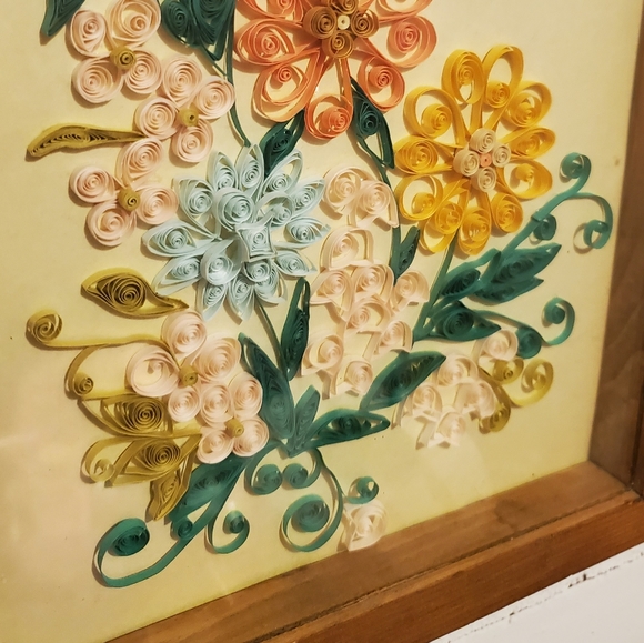 Vintage Handmade Paper Flowers 70s Retro Wall Art - Picture 2 of 14